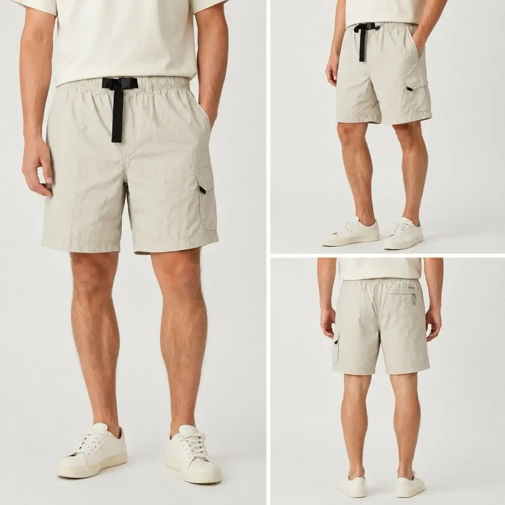 Columbia Cargo Shorts Mens L Beige Nylon Cotton Hiking Outdoor Utility 10 Inseam
